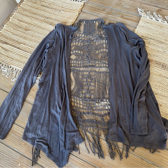 Tops - Longsleeve Jersey cardigan with crochet back panel